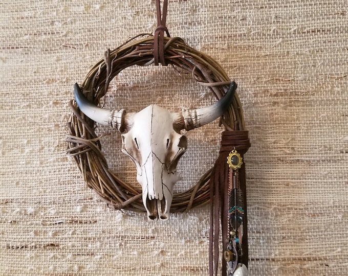 Mosaic Turquoise Tile Western Cow Bull Skull Wall Décor