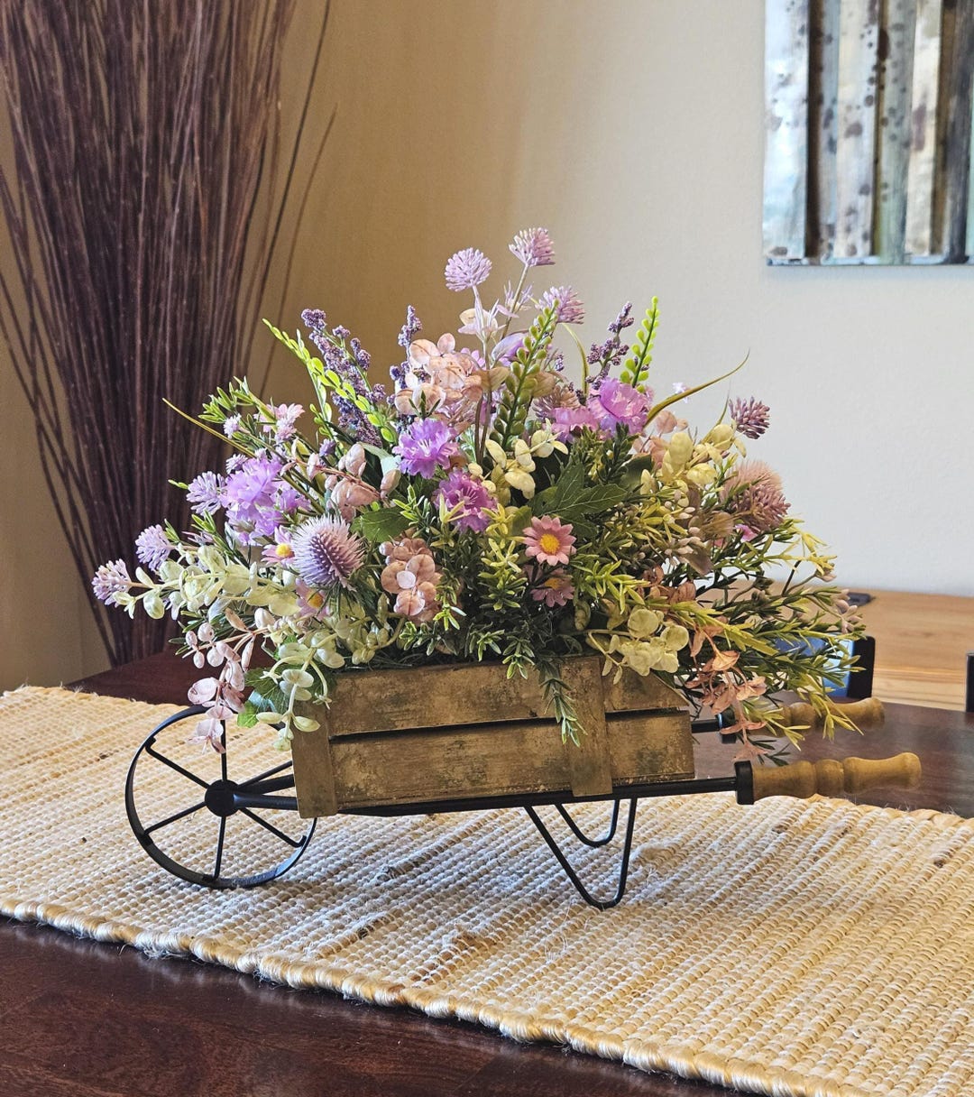 Spring Wheelbarrows Spring Wheelbarrow Arrangement: Rustic Easter Decor - Etsy
