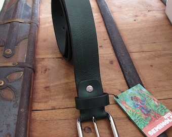 cintura uomo artigianale cuoio verde scuro accorciabile belt for man in real lether dark green hand made adjustable Seminole Belts Italy