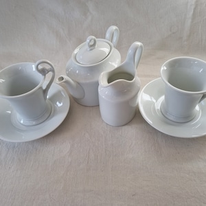 Servizio duetto caffè Richard Ginori con minicaffettiera e lattiera, porcellana