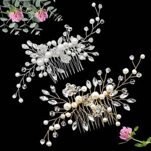 THERESA Bride Pearl Vine Hair Pins – Silver Wedding Hair Accessories, Pearl Bridal Hairpins, Flexible Wire Bridal Hairpiece
