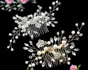 THERESA Bride Pearl Vine Hair Pins – Silver Wedding Hair Accessories, Pearl Bridal Hairpins, Flexible Wire Bridal Hairpiece