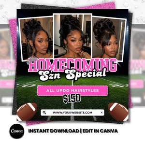 Flyer voor Homecoming-boekingen, HOCO-flyer, septemberflyer, oktoberflyer, flyer voor wimpers, haar, nagels en make-up