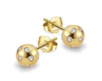 Pickleball Bling Stud Ball Gold Earrings
