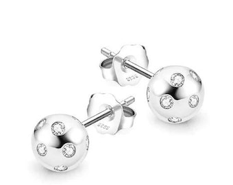 Pickleball Bling Stud Ball Silver Earrings