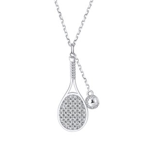 Tennis LoveMatch LOVE PLUS Racket and Ball Silver Necklace dainty chain