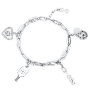 Pickleball Pickle Me Charmed Bracelet Silver