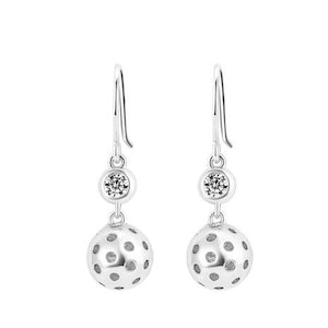 Pickleball Ball Drop Silver Earrings