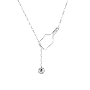 Collar de paleta y pelota de Pickleball Lariat de plata