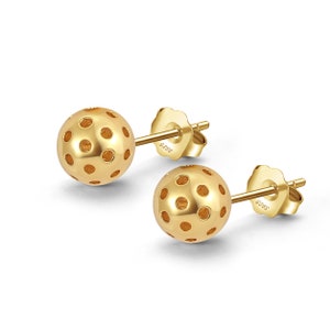 Pickleball Ball Stud Earrings Gold