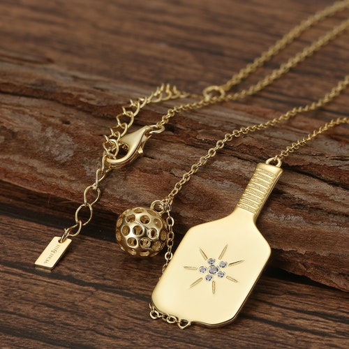 The shops Dinker Pickleball Necklace in Gold
