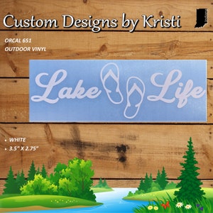 Lake Life with Flip Flops Outdoor Vinyl Decal / Sticker - Perfect for vehicle! 3.5&quot; x 2.75&quot;
