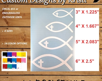 Christian Fish - Jesus Fish - Sign of the Fish - Ichthys - Vinyl Decal Sticker - 4 Size Options