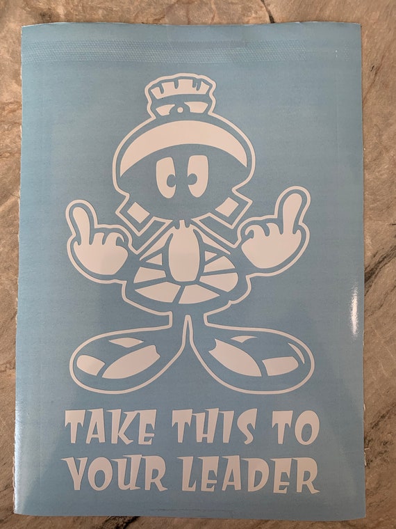 Marvin the Martian Vinyl Decal - Flipping Off, Space Font (4x6.5