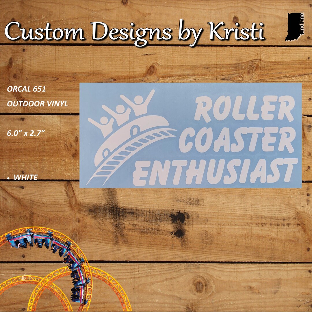 Roller Coaster Enthusiast Decal Sticker for Roller Coaster Lovers White