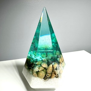 Ozean Ringhalter, Epoxidharz Ozean Kunstharz, handgemachte Ringhalter mit Muscheln, Brautschmuckschale, Geschenke unter 20, Muttertagsgeschenk