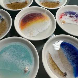 Ocean Resin Ring Dish: Handmade Beach Decor, Engagement Gift