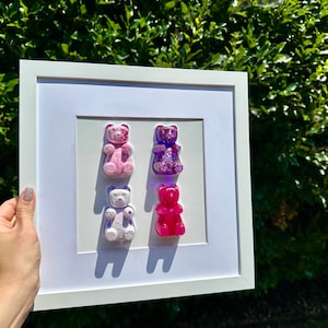 Gummy Bear Resin Art: Neon Pop Sculpture, Funky Home Decor (12x12 inches)