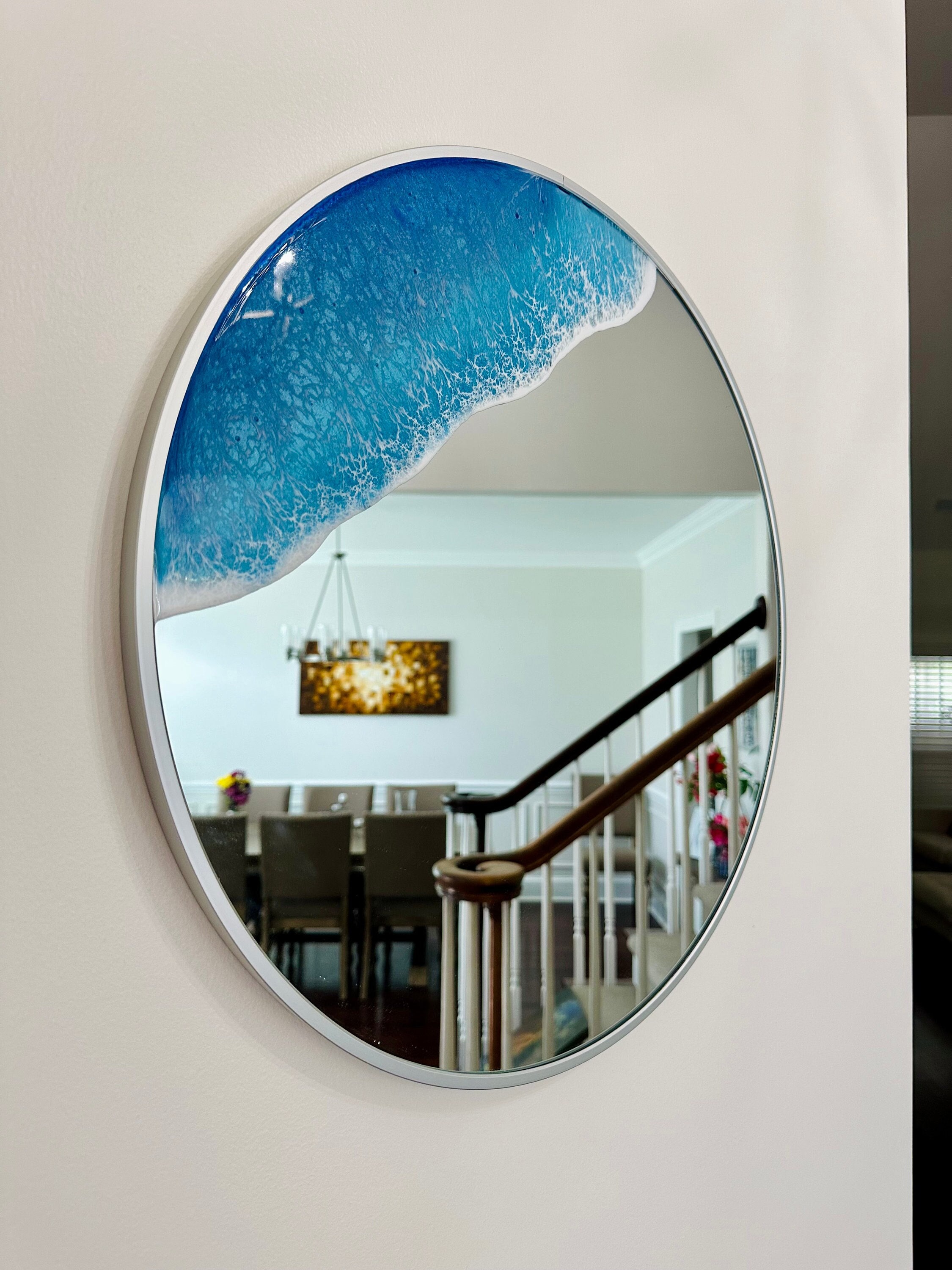Resin Ocean Mirror Wall Art, Resin Ocean Hanging Mirror