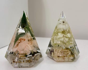 Porte-bague florale en résine époxy - Souvenir de préservation - Pièces commémoratives de mariage ou de funérailles faites à la main