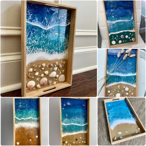 Ocean Resin Art: Cheese Board, Serving Tray & Coasters Stylish Lazy Susan Perfect Gift Idea image 6