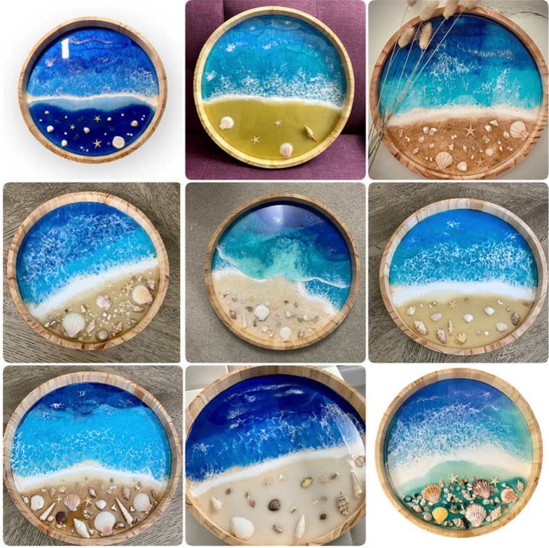 Ocean Resin Art: Cheese Board, Serving Tray & Coasters Stylish Lazy Susan Perfect Gift Idea image 7