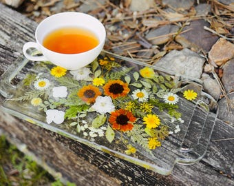 Custom Flower Resin Tray | Wedding Bouquet Preservation | Personalized Floral Keepsake Tray | Real Pressed Flowers Decor