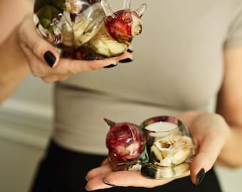 Resin Animal Figurines with Flowers, Handmade Epoxy Resin Animals, Preserved Flower Decor, Cute Animal Figurine, Unique Gift, Keepsake