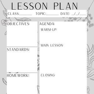 Minimalist Floral Lesson Plan Template