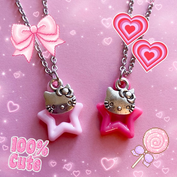 Lily Nily Kids' BFF Magnetic Cat Necklace Set in Pink