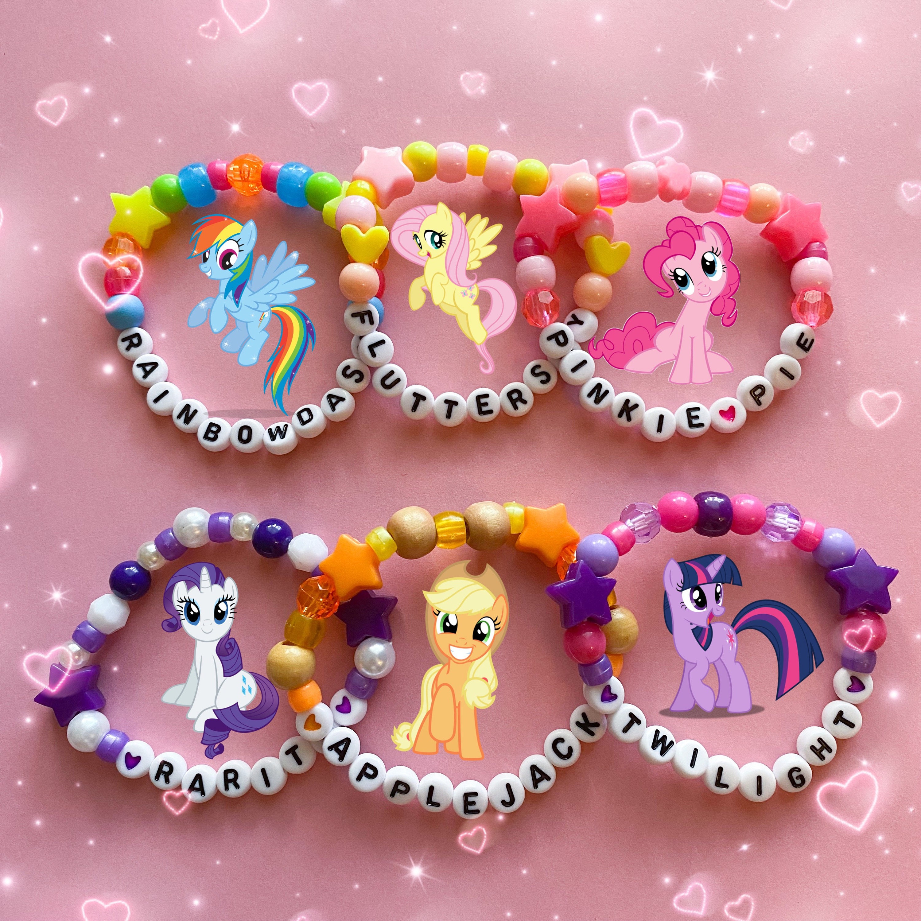 My Little Pony Y2k Beaded Bracelets Rainbowdash Fluttershy Pinkie