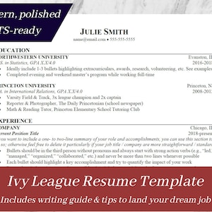 Harvard Style Resume Template Etsy