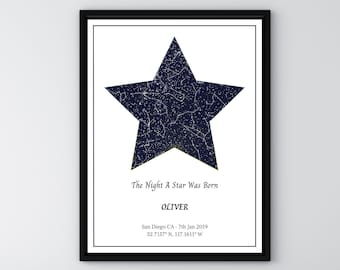 Custom Anniversary Gift - Personalized Star Map Gift - Night Sky Print - Anniversary Gift For Bride & Groom Engagement - Constellation Print