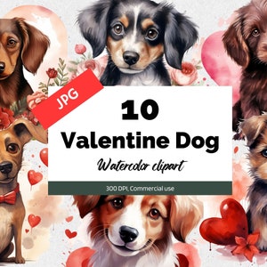 Valentine dog clipart, 10 High quality JPGs, Commercial use, Instant download, Card making, Valentine's Day, Relationship, Dogs, Puppy, Cute