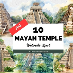 Clipart de temple maya, 10 JPG de haute qualité, Utilisation commerciale, Téléchargement instantané, Civilisation antique, Amérique du Sud, Histoire, Culture, Autochtones