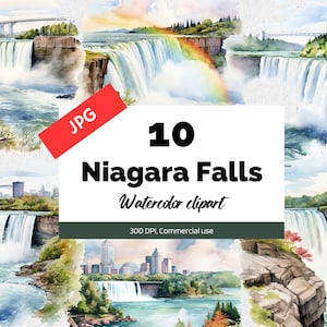 Niagara Falls Clipart, 10 High quality JPGs, Commercial use, Instant download, Canada, America, Canadian destination, American trips, Craft