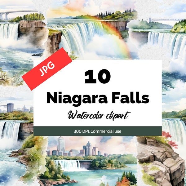 Niagara Falls Clipart, 10 High quality JPGs, Commercial use, Instant download, Canada, America, Canadian destination, American trips, Craft