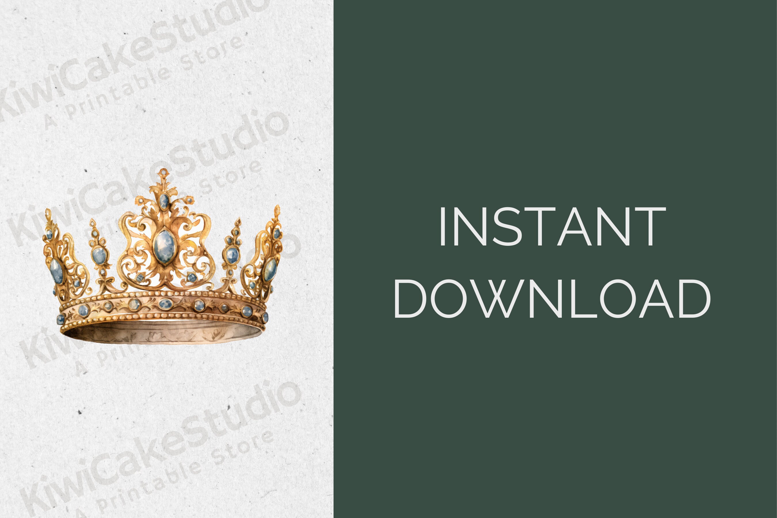 10 Watercolor Vintage Crown Clipart, High Quality Jpgs, Commercial Use