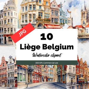 Liegi Belgio Clipart, 10 JPG di alta qualità, Uso commerciale, Download istantaneo, Europeo, Città, Paesaggio urbano, Città, viaggiatore, Belga, Viaggio