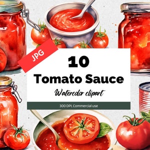 Tomato sauce clipart, 10 High quality JPG, Commercial use, Instant download, Tomatoes, Summer garden vegetable, Canned food, Cookbook recipe