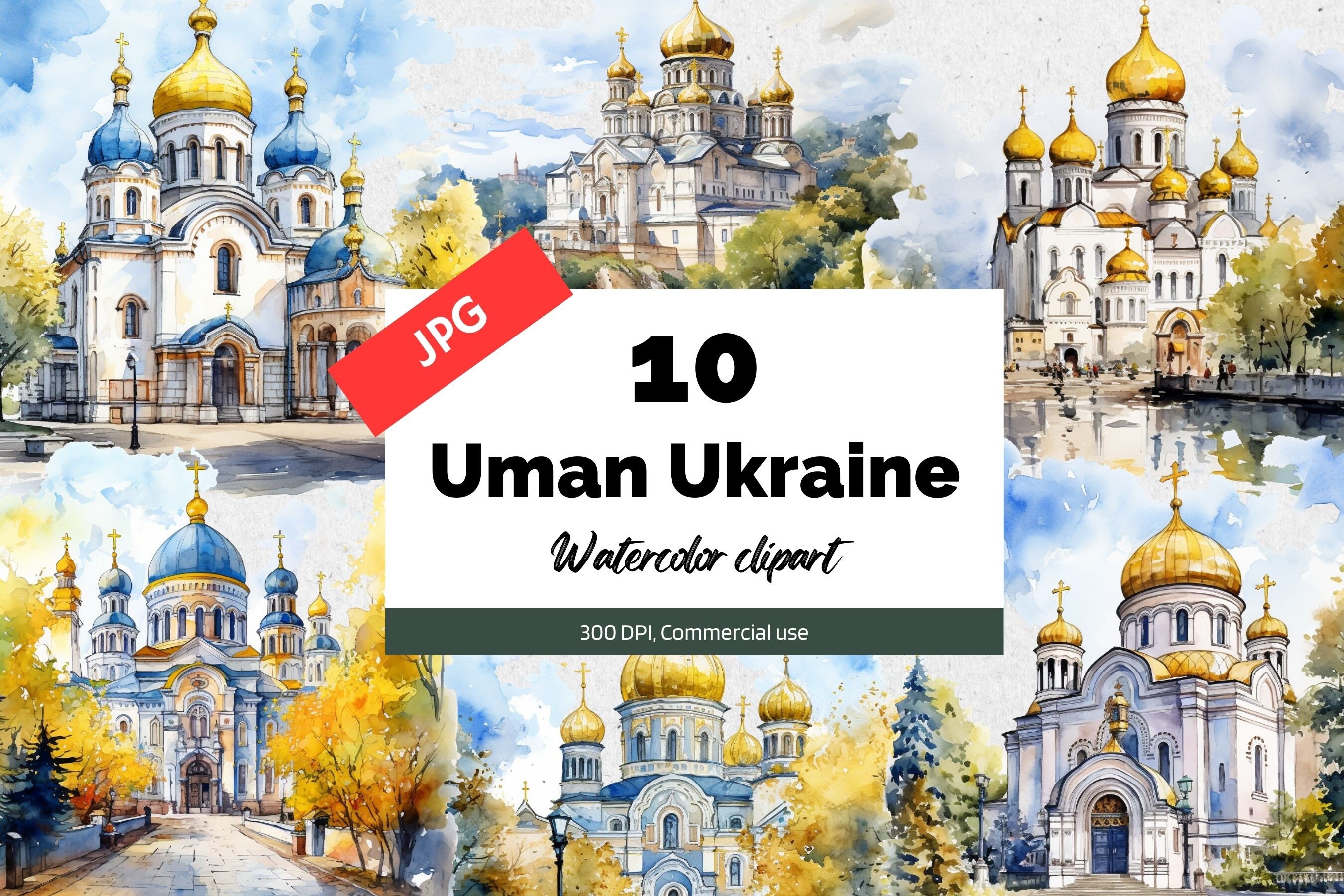 Uman Ukraine clipart, 10 High quality JPGs, Commercial use, Instant download, Card making, Ukrainian cities, European city, Vacation, Trip