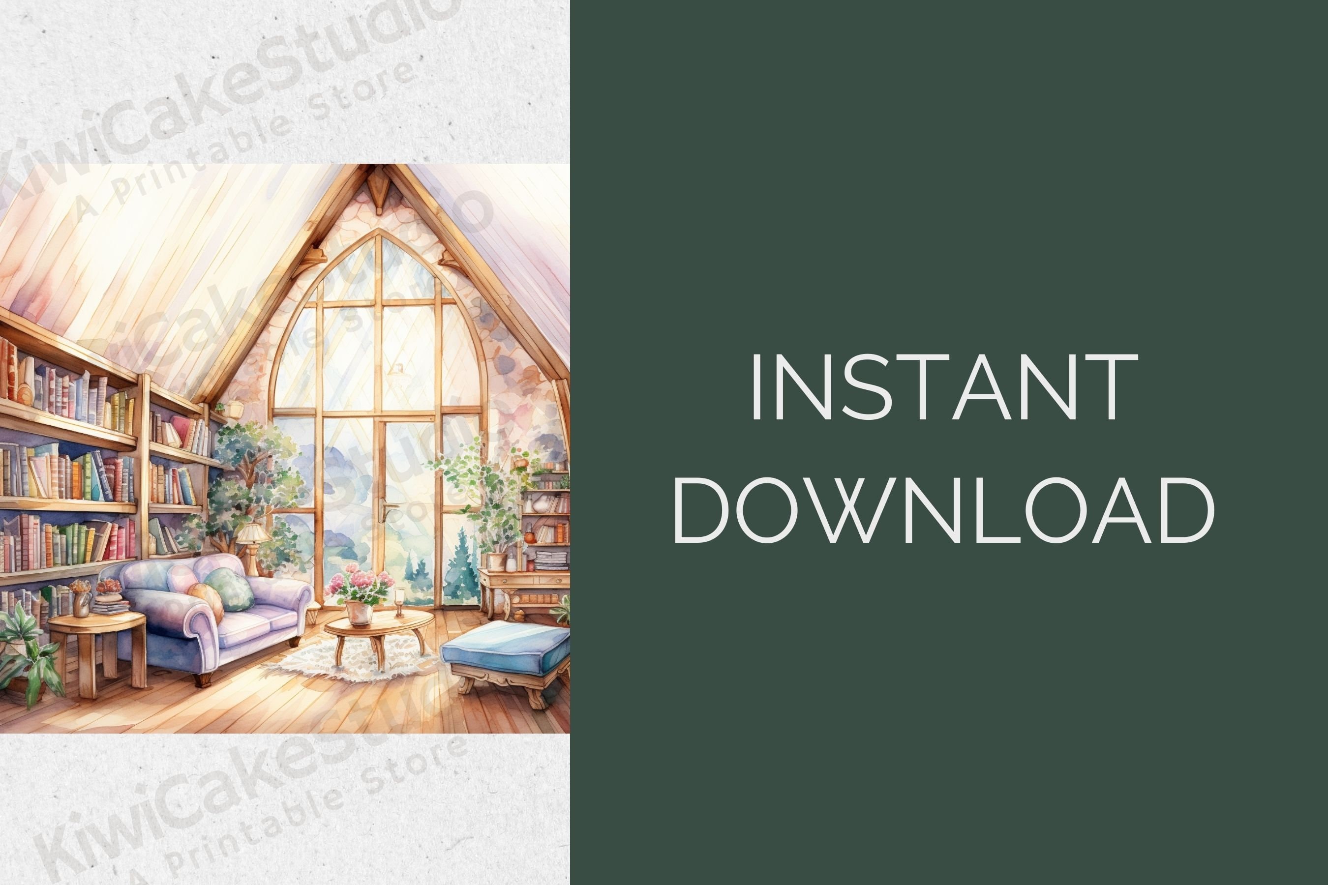 Cottagecore Library Clipart 10 High Quality Jpgs Commercial - Etsy