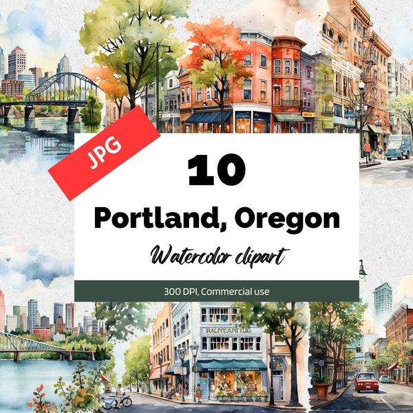 Portland Oregon clipart, 10 High quality JPG, Commercial use, Instant download, Card making, USA, city, cities, Cityscape, America clip art