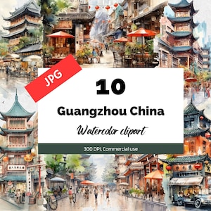 Imágenes prediseñadas de Guangzhou China, 10 JPG de alta calidad, Uso comercial, Descarga instantánea, Fabricación de tarjetas, Imágenes prediseñadas chinas, Ciudades, Vacaciones, Días festivos