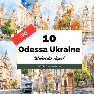 Clipart de Odessa Ucrânia, 10 JPGs de alta qualidade, uso comercial, download instantâneo, criação de cartões, cidades ucranianas, cidade europeia, férias, viagem