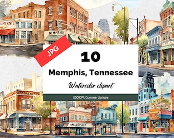 Memphis, Tennessee clipart, 10 High quality JPG, Commercial use, Instant download, Card making, USA, city, cities, Cityscape, American city