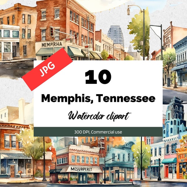 Memphis, Tennessee clipart, 10 High quality JPG, Commercial use, Instant download, Card making, USA, city, cities, Cityscape, American city