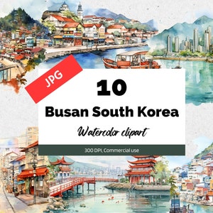 Busan South Korea clipart, 10 High quality JPGs, Commercial use, Instant download, Card making, South Korean, Cities, City, Vacation, Trip