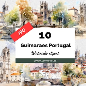 Guimaraes Portugal clipart, 10 High quality JPG, Commercial use, Instant download, Portuguese, Cities, Europe, Travel, Vacation, Holidays