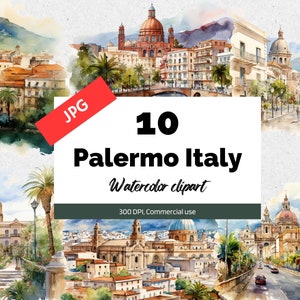 Palermo Italy clipart, 10 High quality JPG, Commercial use, Instant download, cityscape, Italian city, European cities, Europe, Travel, Town